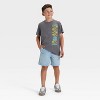 Boys' Maui & Sons Shark Graphic Short Sleeve Shirt - Charcoal Gray - 4 of 4