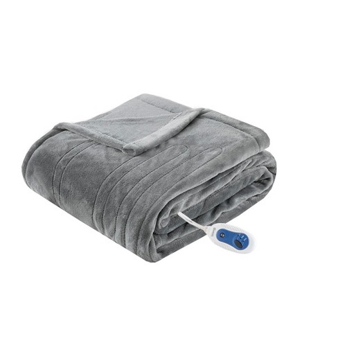 Electric Heated Plush Throw Blanket (60x70) Gray - Beautyrest