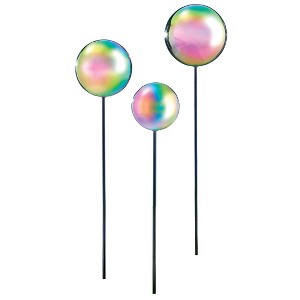 Collections Etc Iridescent Gazing Balls with Garden Stakes - Set of 3 - 1 of 3