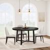 Orieon 47" Round Dining Table for 4, Rustic Industrial Kitchen Table with Wood Top & Sturdy Metal Base, Black - 4 of 4