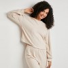 Women's Beige Ribbed Knit Long Sleeve Top & Pants Pajama Set - Cupshe - 4 of 4