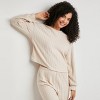 Women's Beige Ribbed Knit Long Sleeve Top & Pants Pajama Set - Cupshe - image 4 of 4