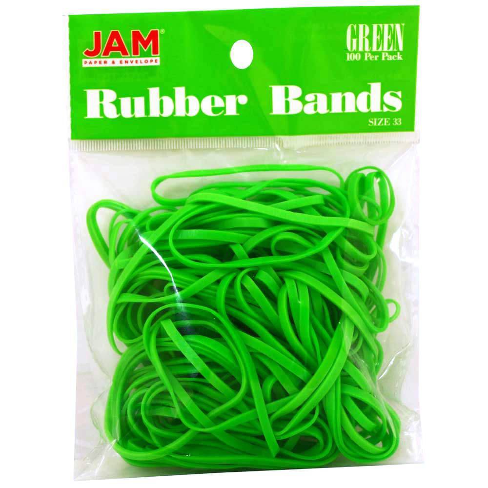 JAM Paper 100pk Colorful Rubber Bands - Size 33 - Green