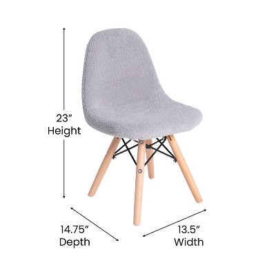 Gray Faux Shearling Children's Accent Chairs with Beechwood Legs