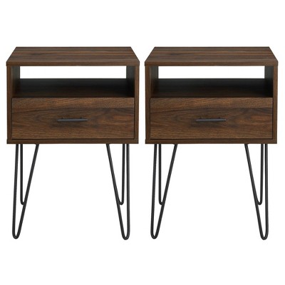 Amal Modern Single Drawer Hairpin Leg Nightstand - Saracina Home