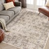 Vintage Distressed Floral Print Area Rugs for Living Room Bedroom, Washable Soft Retro Accent Floor Carpet, Non Slip Throw Mat - 2 of 4
