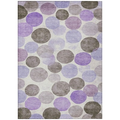 Purple Brown And Ivory Geometric Washable Indoor Outdoor Area Rug