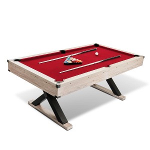Pool Table, 7 FT Billiards Table with Stable X-Leg Design - Includes Balls/Cue Sticks/Cloth/Cleaning Brush for Game Room (84"x46.5"x32.7") - 1 of 4