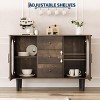GarveeHome 47" Sideboard Buffet Cabinet with 2 Fluted Glass Doors & 3 Drawers, Modern Farmhouse Accent Coffee Bar with Adjustable Shelves - 4 of 4
