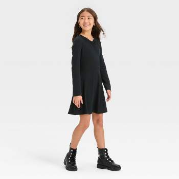 Girls' Long Sleeve Henley Skater Dress - art class™