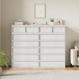 CuisinSmart 6/7/8 Drawer Dresser for Bedroom, Natural Double Dresser Organizer with Concave Handles, Modern Chest of Drawers - 1 of 4