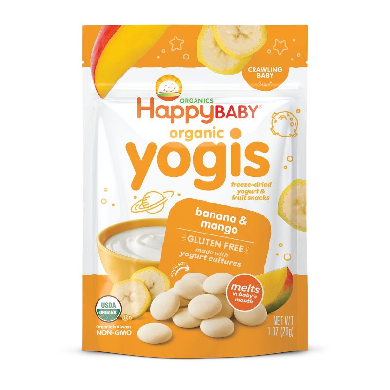 HappyBaby Organic Yogis Banana &#38; Mango Freeze-Dried Yogurt &#38; Fruit Baby Snacks  - 1oz, 1 of 5