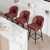 Red PU Leather Bar Height Bar Stool, Set of 2, 360° Swivel Upholstered Bar Stool - 2 of 4