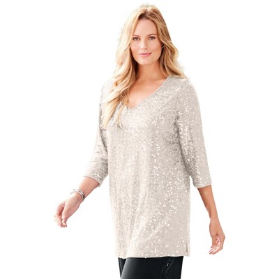 Catherines Women's Plus Size Allover Sequin Tunic