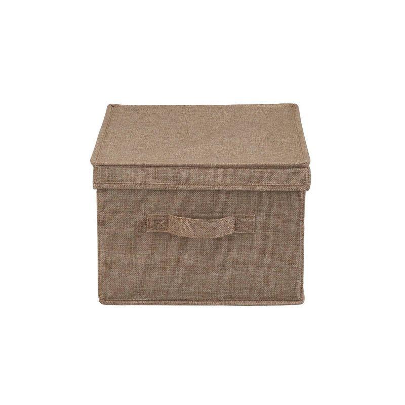 Household Essentials Set of 2 Large Storage Boxes with Lids Latte Linen, 5 of 9