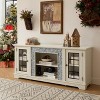 Modern 58" TV Stand with for TVs Up to 65", Faux Stone Media Console Cabinet, Entertainment Center for Living Room - 2 of 4