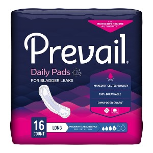 Prevail Daily Pads Female Incontinent Pad Long Length 11" L BC-013, Moderate, 144 Ct - 1 of 3