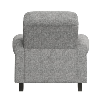 Gray Chenille Bustle-Back Recliner with Nailhead Trim