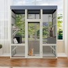 62" Outdoor Cat Enclosure with Roof,Wooden Outdoor Cat House with 2 Shelters and Platforms,Weatherproof Catio for Multiple Cats-Maison Boucle - 2 of 4