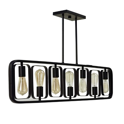 Perseus Matte Black 7-Light Rotating Island Chandelier