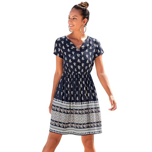 LASCANA Women's V-Neck Patterned Dress - image 1 of 4