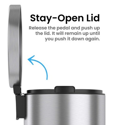 Stainless Steel 1.3 Gallon Round Step Trash Can with Odor Filter