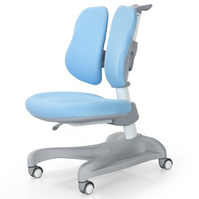 Tangkula Kids Study Chair w/Lockable Casters Adjustable Height for Growing Child Blue/Pink