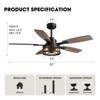 Siljoy 52-in Rustic Cage Ceiling Fan with Walnut or Black Color Blades Ceiling Fan With Light - Remote Included ( 5-Blade ) - 3 of 4