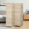 HOMCOM Room Divider, 6' Tall Folding Privacy Screen, Hand-Woven Freestanding Wood Partition for Home Office, Bedroom - 3 of 4