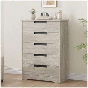 Nasitip Chest with Embedded Handles and 5 Drawer, Wooden Dresser Organizer for Living Room, Nursery, Hallway and Entryway - 1 of 4