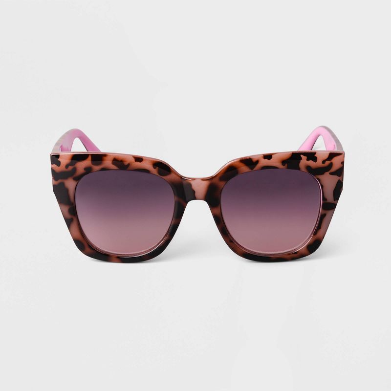 Women&#39;s Oversized Two-Tone Tortoise Shell Cateye Sunglasses - A New Day&#8482; Tan, 1 of 8