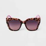 Women's Oversized Two-Tone Tortoise Shell Cateye Sunglasses - A New Day™ Tan