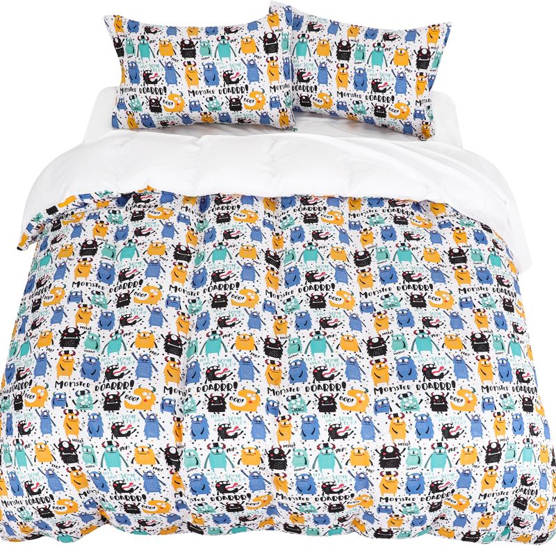 PiccoCasa Kids Polyester Duvet Cover with 2 Pillowcases Fitted Sheet Cartoon Series Pattern Bedding Set 5 Pieces, 1 of 6