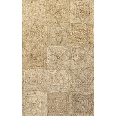 Nuloom Brigetta Geometric Floral Jute Indoor Area Rug