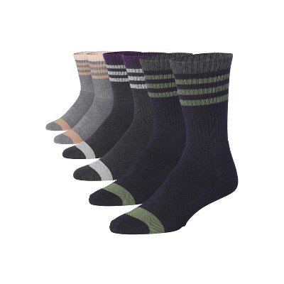 JAMES FIALLO Unisex 3 Pairs Wool Blend Classic Colorful Contrasts with Subtle Striped Accents Cushioned Dress Crew Socks