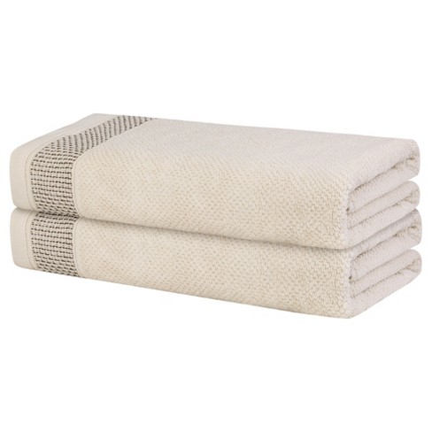 Unique Bargains Embroidery Decorative Cotton Highly Absorbent Oversized Bath Towel 2 Packs - image 1 of 4