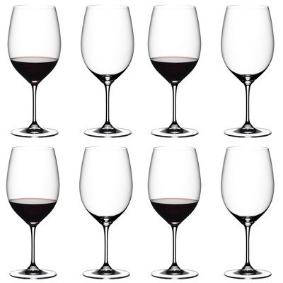 Riedel 6416/0-POL Vinum Cabernet, Souvignon, Merlot, Bordeaux Dishwasher Safe Crystal Red Wine Glass Stemware with Microfiber Polishing Cloth (8 Pack)