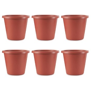 The HC Companies 20 Inch Classic Durable Plastic Flower Pot Container Garden Planter with Molded Rim and Drainage Holes, Terra Cotta (6 Pack) - 1 of 4