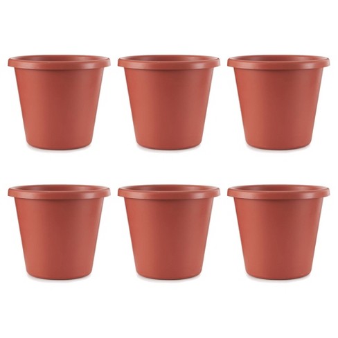 The HC Companies 20 Inch Classic Durable Plastic Flower Pot Container Garden Planter with Molded Rim and Drainage Holes, Terra Cotta (6 Pack) - image 1 of 4