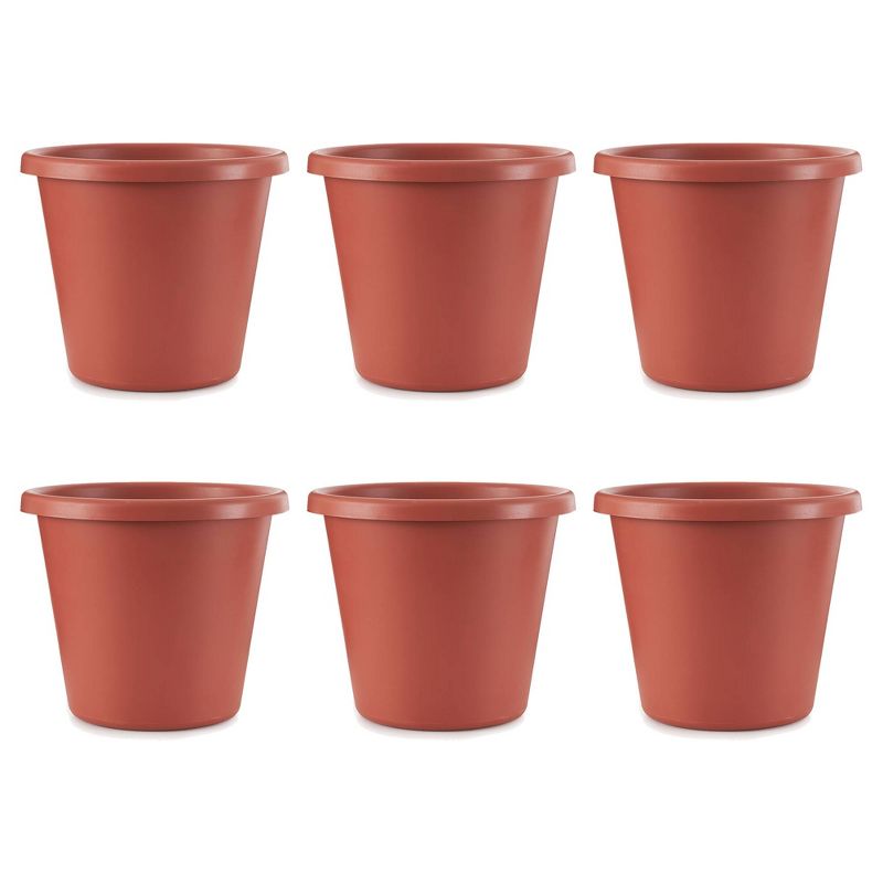 The HC Companies 20 Inch Classic Durable Plastic Flower Pot Container Garden Planter with Molded Rim and Drainage Holes, Terra Cotta (6 Pack), 1 of 7