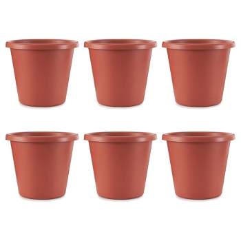The HC Companies 20 Inch Classic Durable Plastic Flower Pot Container Garden Planter with Molded Rim and Drainage Holes, Terra Cotta (6 Pack)