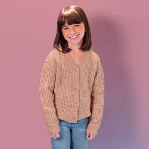 Lands' End Kids Button Front Knit Cardigan - 1 of 2