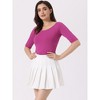 INSPIRE CHIC Women's Half Sleeves Scoop Neck Fitted Layering Soft T-Shirt - 2 of 4