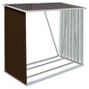 VidaXL Garden Log Storage Shed Galvanized Steel 64.2"x32.7"x60.6" Brown - 2 of 4