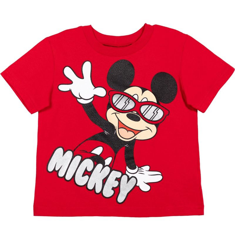 Disney Mickey Mouse Toddler Boys French Terry 4 Piece Mix n' Match T-Shirt Shorts Set , 3 of 8