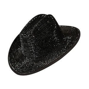Underwraps Costumes Rhinestone Cowboy Hat Adult Costume Accessory | Black - 1 of 4