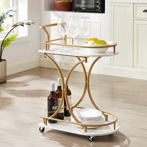 2-Tier Bar Cart, Mobile Bar Serving Cart, Industrial Style Wine Cart for Kitchen - 1 of 4