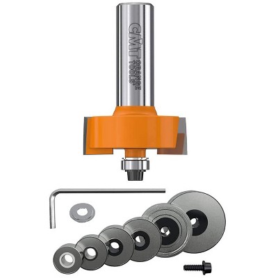 CMT USA 835.501.11 Woodworking Rabbeting Router Bit Set w/ Carrying Case, Hex Key, and 0.5 Inch Shank w/ 6 Bearings for Variable Depths, Carbide Steel