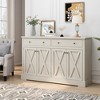 55.12" Vintage White Sideboard with 2 Drawers & 4 Doors, Adjustable Shelves for Living Room, Bedroom, Kitchen Storage - 2 of 4