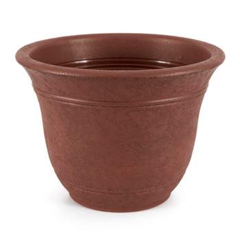 The HC Companies 13 Inch Sierra Round Nordic Traditional Durable Plastic Indoor Outdoor Home Planter Pot for Garden Plants and Flowers